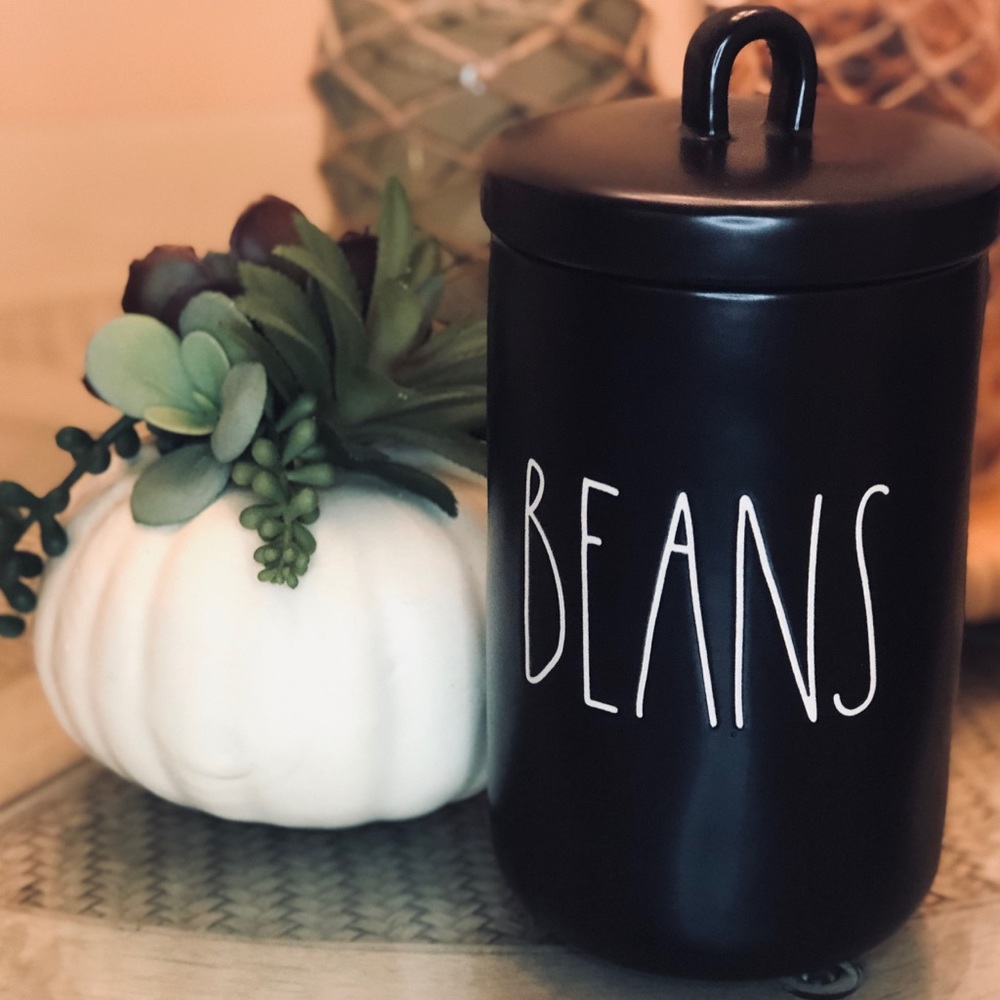 New RAE DUNN Artisan  "BEANS" Black Canister